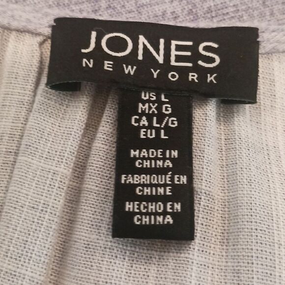 Jones New York wide leg cropped blue v-neck drawstring waist jumpsuit size large - Picture 11 of 13